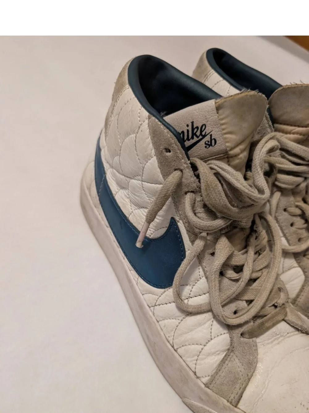 Nike White and Navy High-Top Sneakers